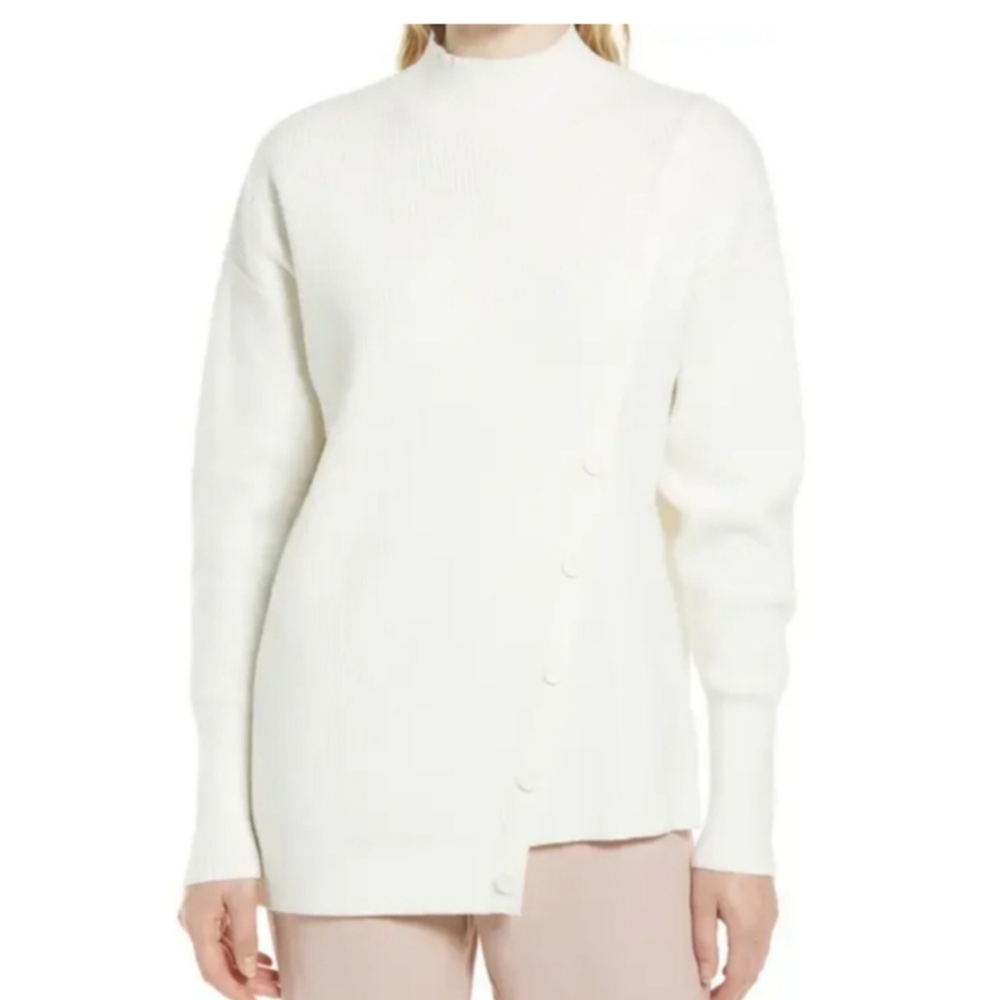 Halogen Mock Neck Stitch Mix Sweater NWT